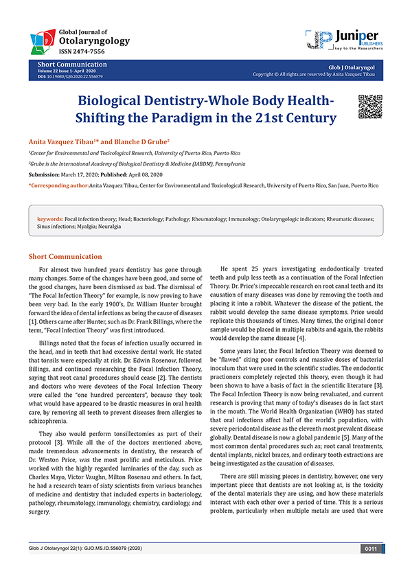 Biological Dentistry-Whole Body Health-Shifting the Paradigm in